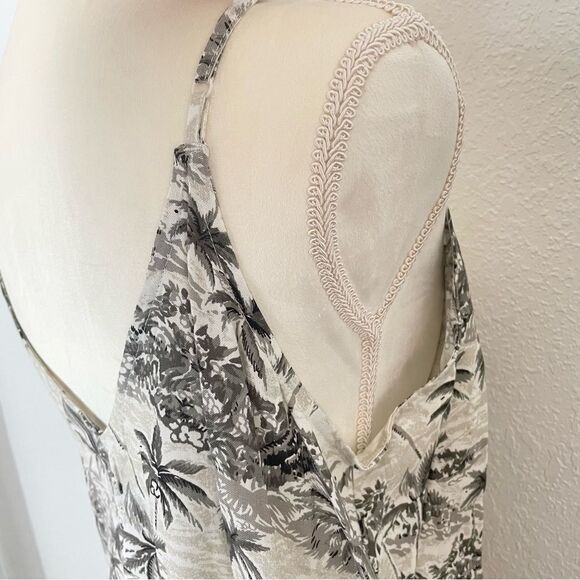 Volcom Gray & White Tropical Palm Tree Vacay Me Sleeveless Mini Dress XL NEW - Picture 7 of 13